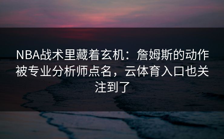 NBA战术里藏着玄机：詹姆斯的动作被专业分析师点名，云体育入口也关注到了