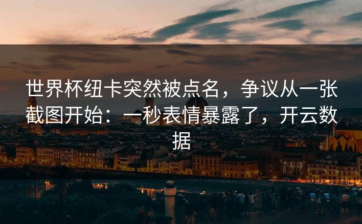 世界杯纽卡突然被点名，争议从一张截图开始：一秒表情暴露了，开云数据