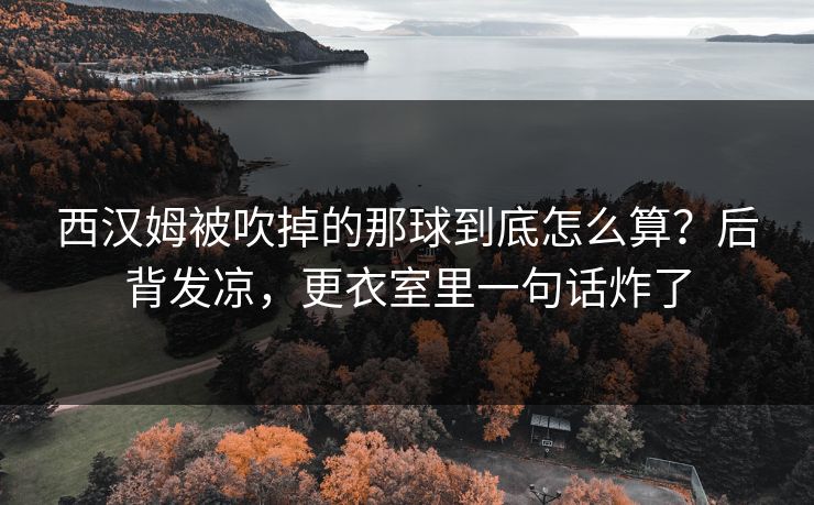 西汉姆被吹掉的那球到底怎么算?后背发凉,更衣室里一句话炸了 西汉姆被吹掉的那球到底怎么算?后背发凉,更衣室里一句话炸了